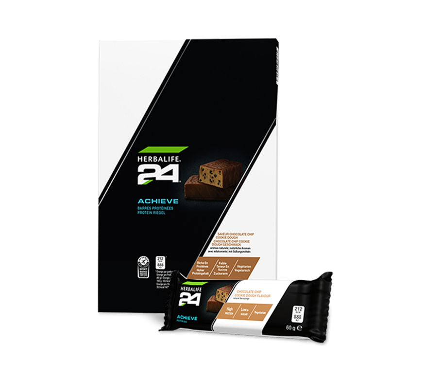 H24 Achieve Protein Riegel, 6 Riegel je 60 g Chocolate Chip Cookie Dough